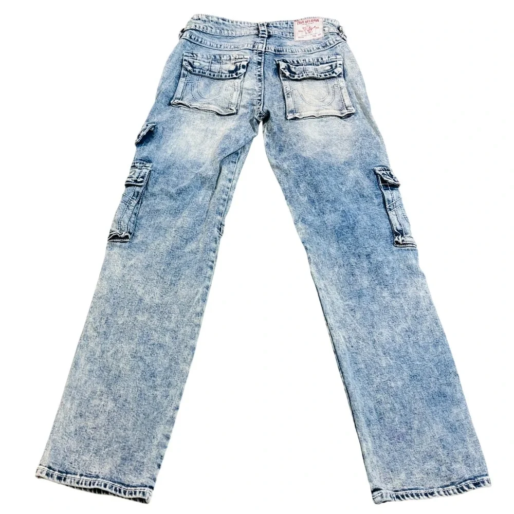 True Religion Ricki Relaxed Straight Carpenter Cargo Blue Denim Jeans 27 (4) - Picture 9 of 12